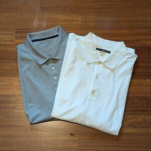 TWO XL MEN'S POLO SHIRTS-AMAZON ESSENTIALS/(GREY)NWT & GREG NORMAN(WHITE)GOOD